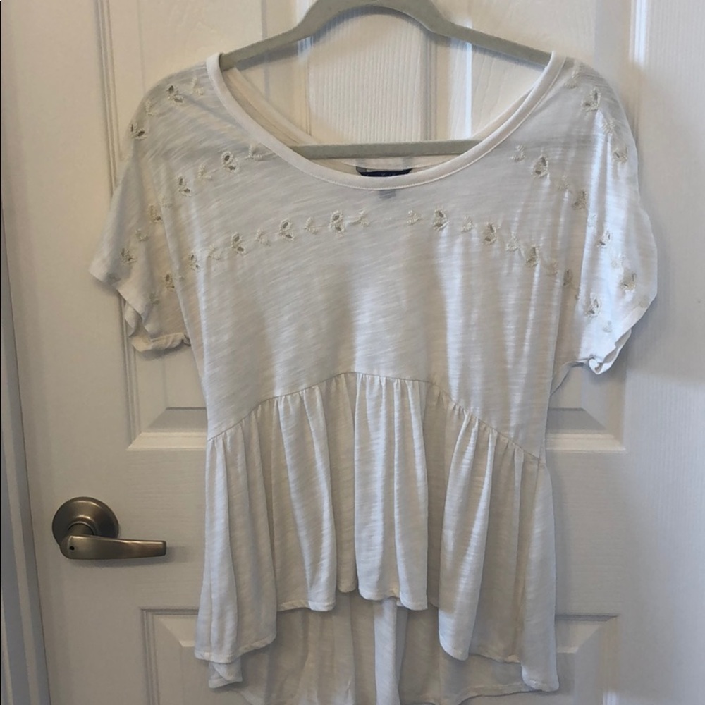 Detailed White Flowing Top